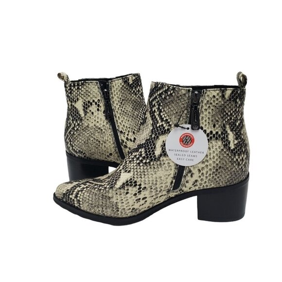 Blondo 7.5 Elvina Waterproof Leather Bootie Snakeskin Print - Picture 8 of 15